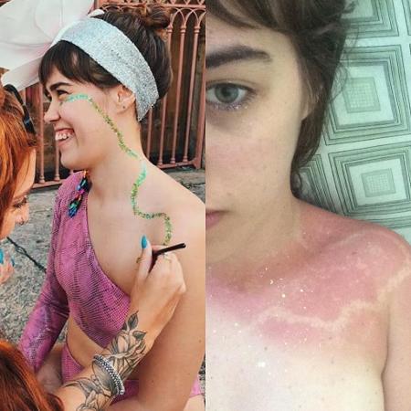 Renata Parucker antes e depois de sair no Sol com glitter - Juliana Rocha/ Arquivo Pessoal - Juliana Rocha/ Arquivo Pessoal