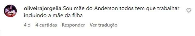 Mãe de Anderson Molejo comenta postagem de ex-nora