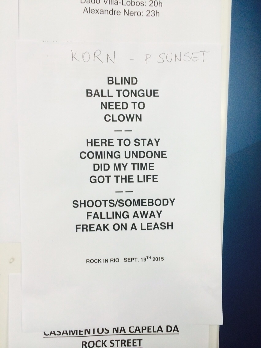 19.set.2015 - Setlist do show do Korn no Palco Sunset do Rock in Rio 2015 - Tiago Dias/UOL