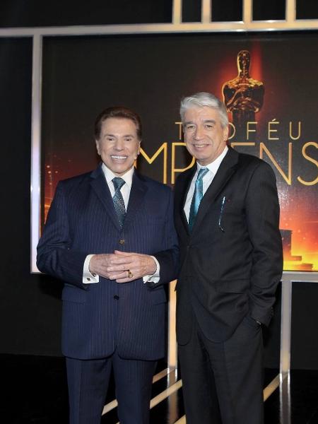 Silvio Santos e Décio Piccinini no "Troféu Imprensa", em 2015 - Reprodução/Facebook/Décio Piccinini - Reprodução/Facebook/Décio Piccinini