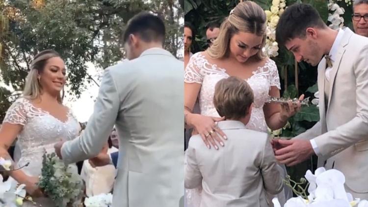 Carol Dantas, ex de Neymar, se casa com om o empresário Vinícius Martinez em uma fazenda no interior de São Paulo. Davi Lucca, filho da noiva com Neymar, levou as alianças - Reprodução/Instagram - Reprodução/Instagram