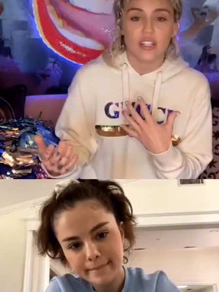 Miley Cyrus entrevista Selena Gomez na série de vídeo "Mente Brilhante" no Instagram. - Reprodução/Instagram