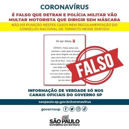 Governo paulista publicou alerta desmentindo que motoristas particulares estão sujeitos a multa - Divulgação