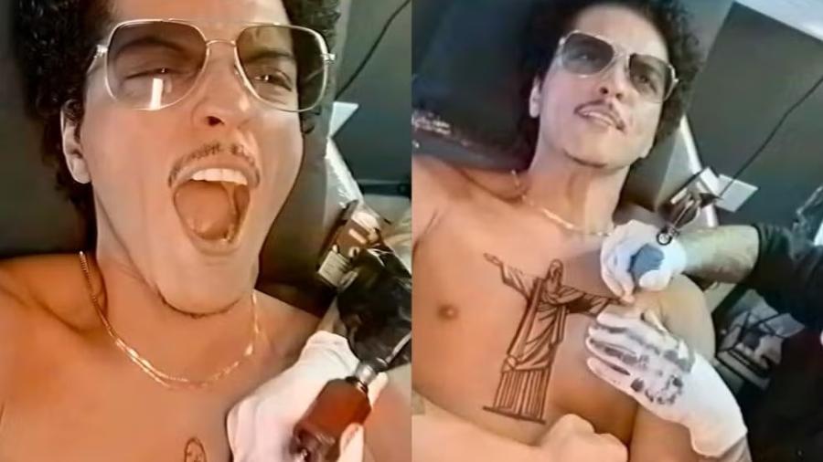 Bruno Mars tatuou o Cristo Redentor no peito durante passagem pelo Brasil - Reprodução/Instagram