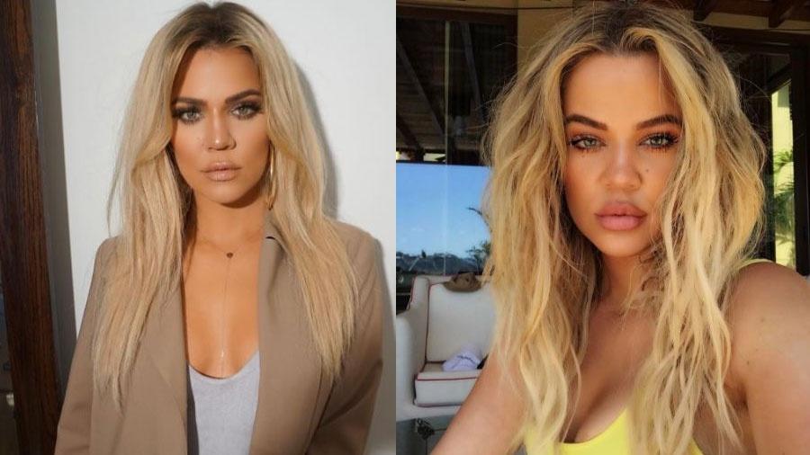 Imagens publicadas no Instagram da socialite Khloé Kardashian mostram a diferença do volume dos lábios  - Reprodução/Instagram
