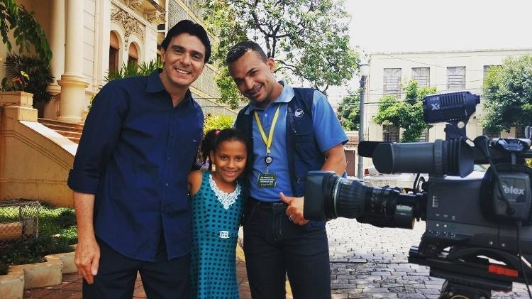 O cinegrafista Josimar Lourenço de Sousa com a filha e o repórter Dirceu Martins durante trabalho pela EPTV - Reprodução/Instagram - Reprodução/Instagram