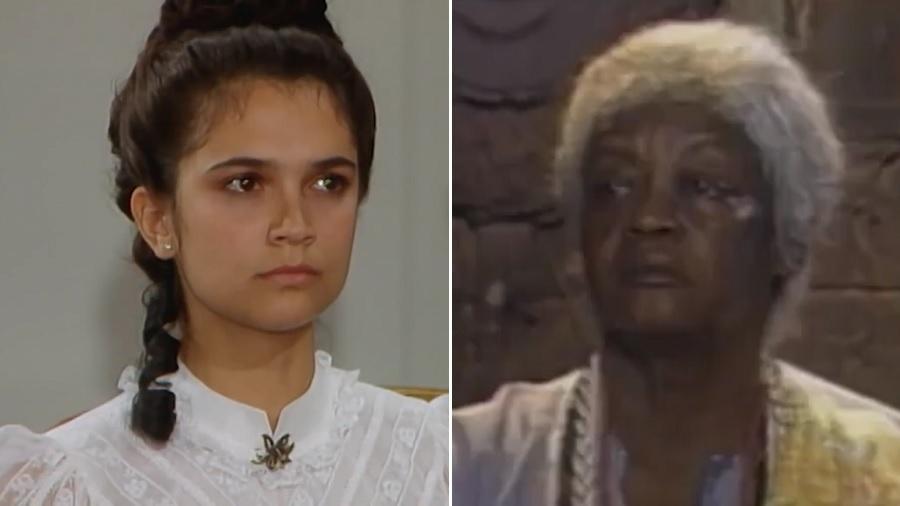 Sandra Annenberg e Ruth de Souza na novela Pacto de Sangue (1989) - Montagem/UOL/Reprodução/TV Globo