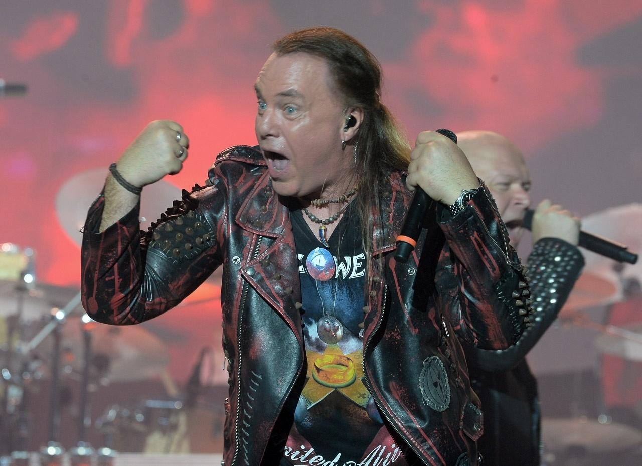 Andi Deris durante show da banda Helloween no Palco Mundo do Rock in Rio - Francisco Cepeda/AgNews