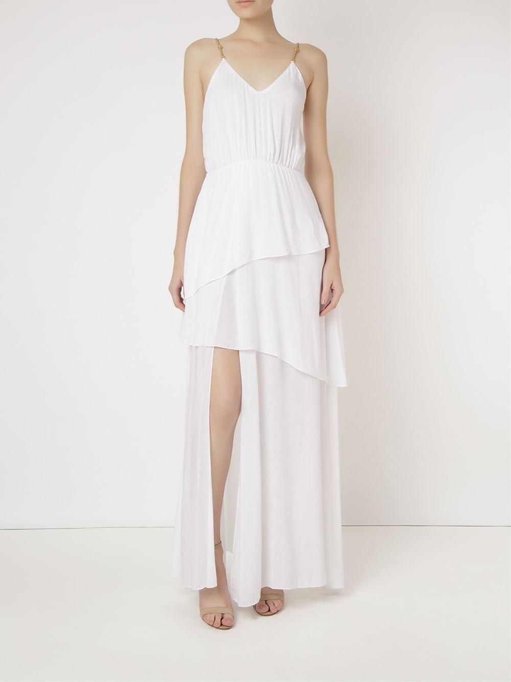 Vestido de viscose com alças douradas, da Maison Revolta à venda na Farfetch. Preço: R$ 483. Informações: www.farfetch.com.br - Divulgação