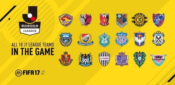 As 18 equipes e jogadores da J. League estarão em "FIFA 17" - Reprodução