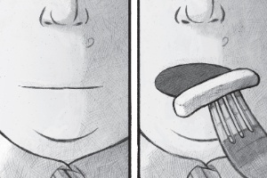 Página da HQ "A Gigantesca Barba do Mal", de Stephen Collins - Reprodução
