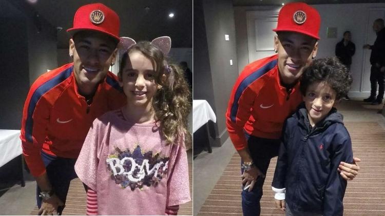Donatella e Stefano, filhos de Marcos Mion, tiram foto com Neymar - Reprodução/Instagram - Reprodução/Instagram