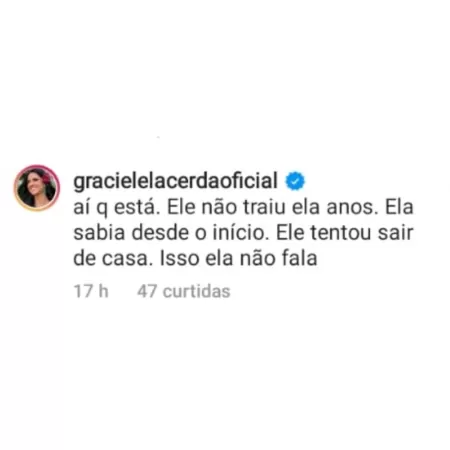 Comentário de Graciele Lacerda - Reprodução/Instagram - Reprodução/Instagram