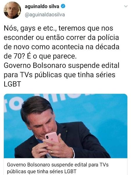 aguinaldo silva - Reprodução/Twitter - Reprodução/Twitter