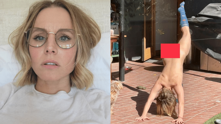 Dax Shepard publicou uma foto de Kristen Bell fazendo ioga quase inteiramente nua - Reprodução/Instagram