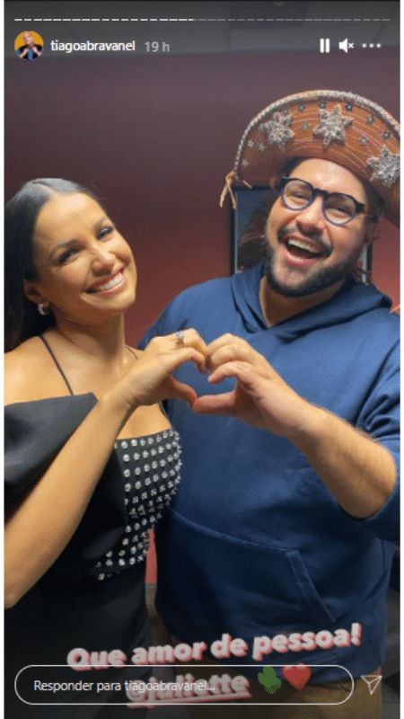 Story de Tiago Abravanel com Juliette - Reprodução/Instagram - Reprodução/Instagram