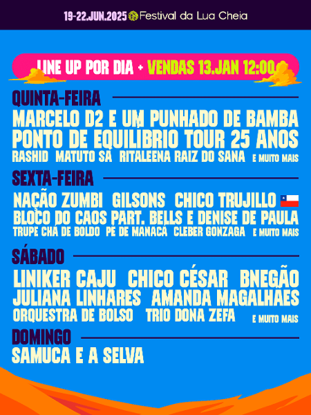 Line Up - Festival da Lua Cheia - Divulgaçãp