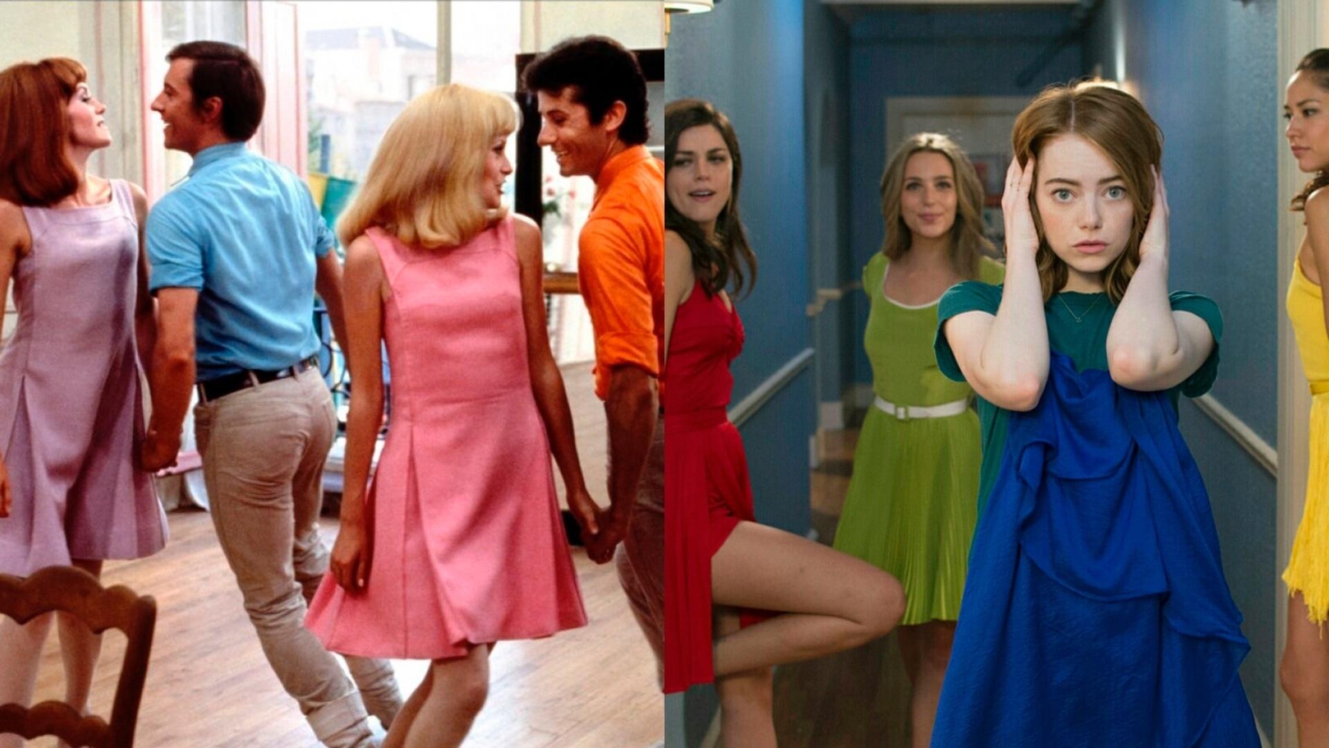 Cena do filme "Os Guarda-Chuvas do Amor" (1964), de Jacques Demy/ "La La Land: Cantando Estações" (2016), de Damien Chazelle - Reprodução/Montagem