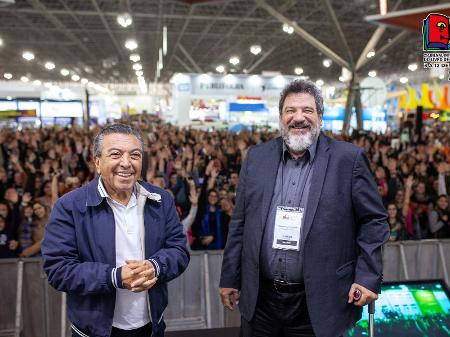 Mauricio de Sousa e Mario Sérgio Cortella na Bienal do Livro - Divulgação