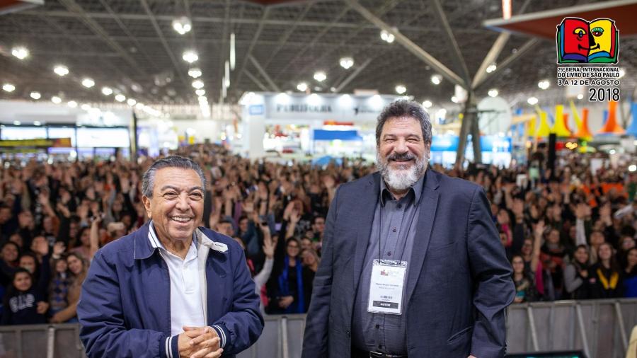 Mauricio de Sousa e Mario Sérgio Cortella na Bienal do Livro - Divulgação