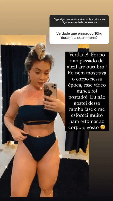 Juju Salimeni mostrou o corpo no Instagram Stories - Reprodução/Instagram - Reprodução/Instagram