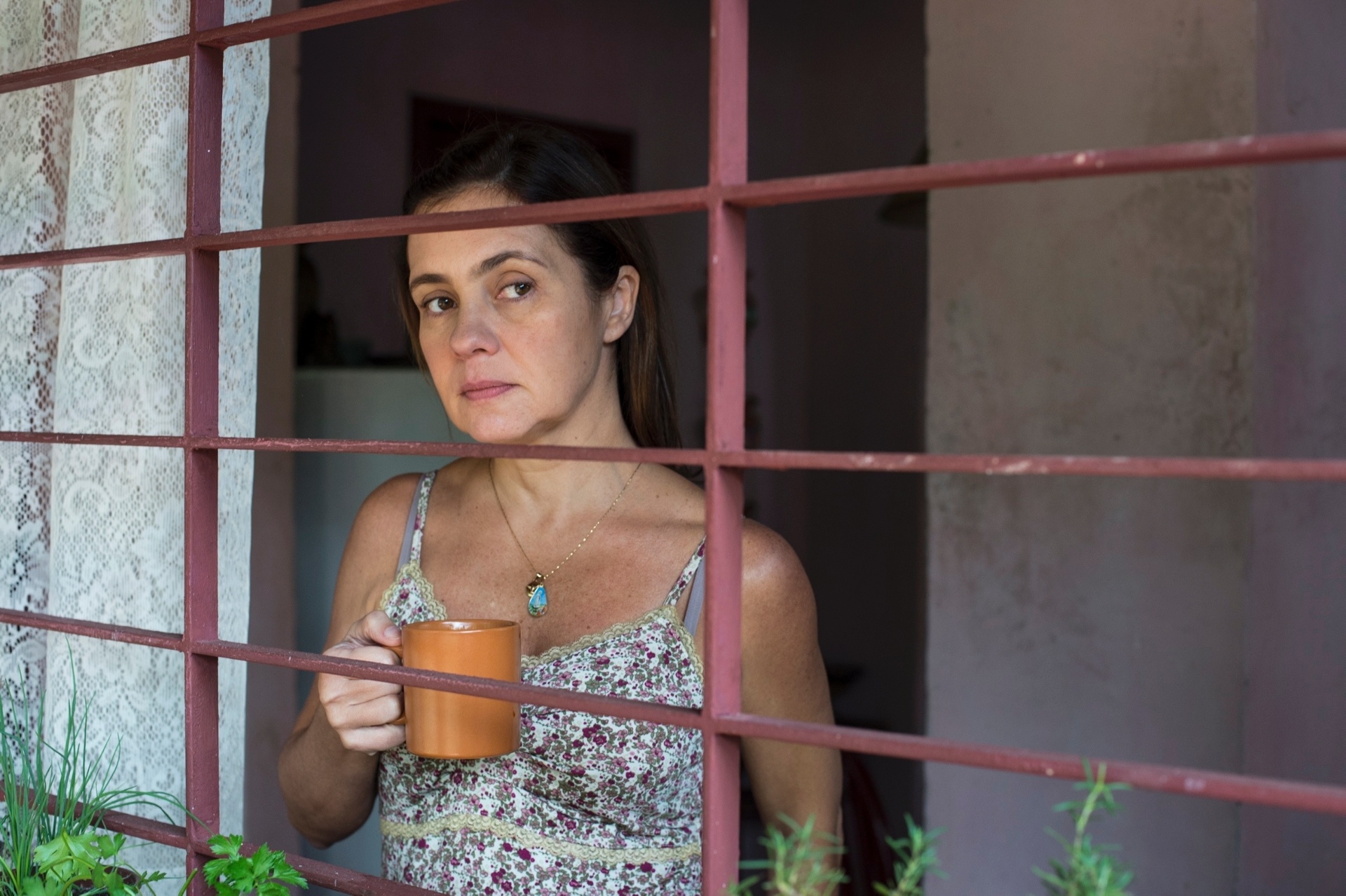 Adriana Esteves é Fátima, que se irrita com o cachorro dos novos vizinhos após seu filho ser atacado pelo animal. Ela perde a cabeça, mata o cachorro e o dono do animal, o policial machista Douglas (Enrique Diaz), decide se vingar plantando drogas no jardim da vizinha. Ela é presa por sete anos e vê sua vida e família desmoronar a cada dia - Estevam Avellar/Globo