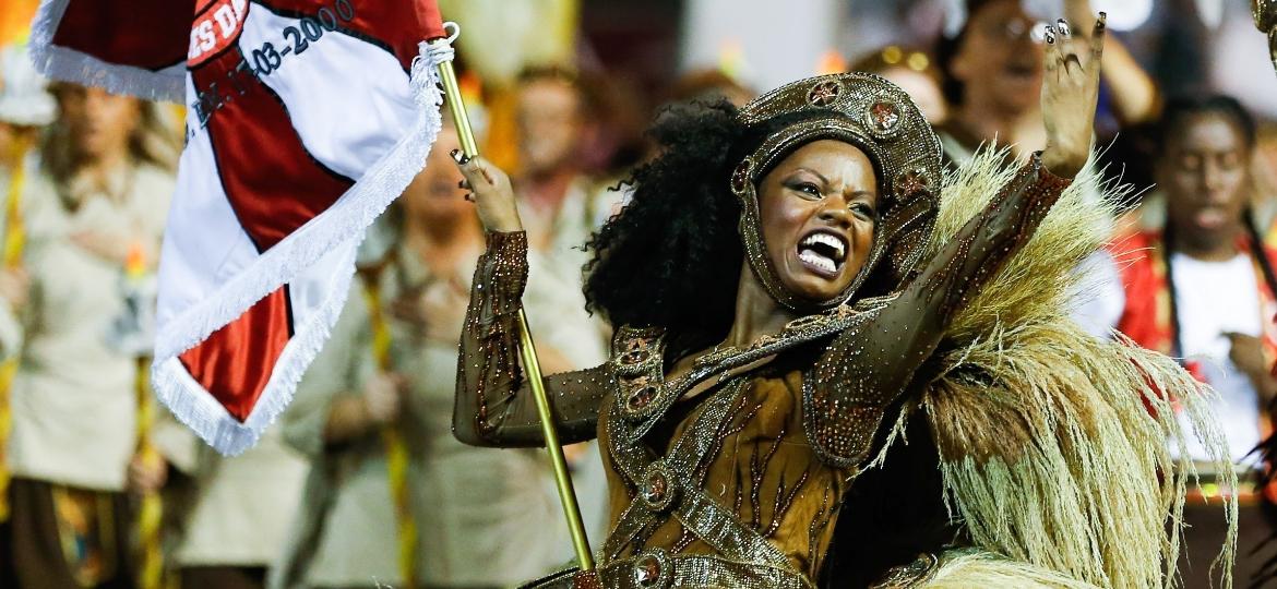Dragões da Real faz seu Carnaval no sambódromo paulistano com o enredo "Dragões canta Asa Branca" - Alexandre Schneider/UOL