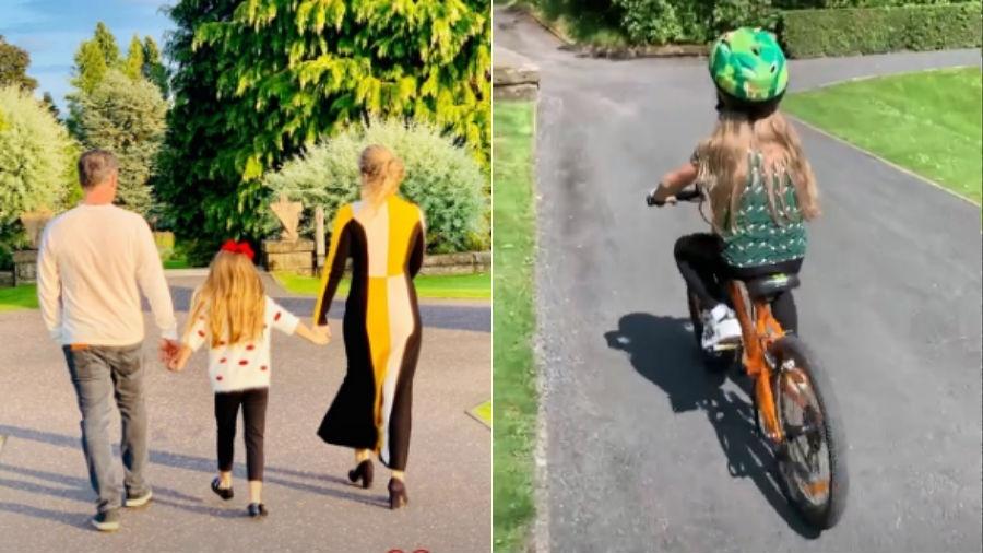 Luciano Huck e Angélica com a filha, Eva; apresentador ensinou a menina a andar de bicicleta - Reprodução/Instagram