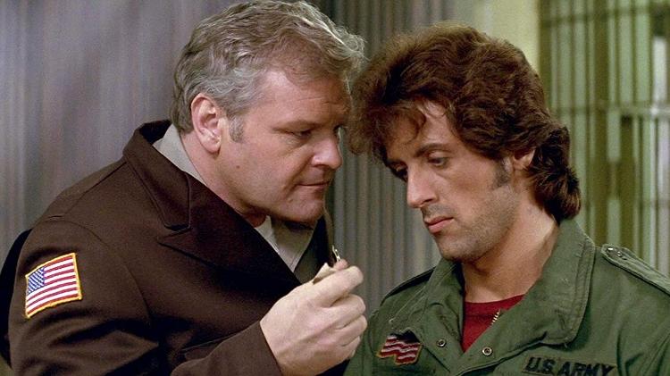 Rambo (Stallone) is harassed by the sheriff played by Brian Dennehy - Disclosure / IMDb - Disclosure / IMDb