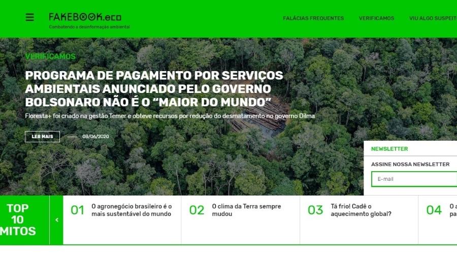 Plataforma Fakebook.eco faz checagem de notícias e dados ambientais - Reprodução