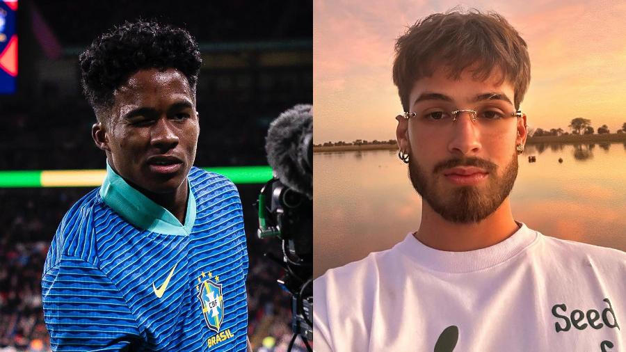 Jogador do Palmeiras Endrick defendeu a seleção ontem e ganhou elogio do ator João Guilherme, que é palmeirense - Reprodução/ Instagram @endrick @joaoguilherme