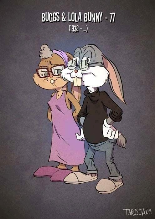 Ilustrador russo Andrew Tarusov faz versões idosas de Pernalonga e Lola Bunny - Reprodução/Tarusov.com