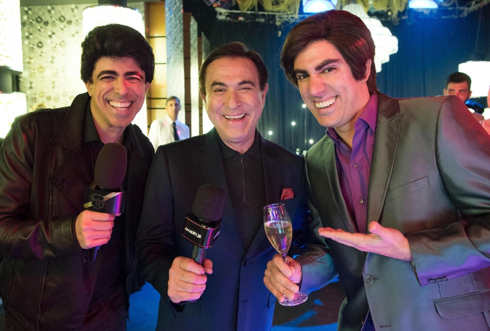 O apresentador Amaury Jr. gravou participação especial no humorístico "Tá no Ar" no quadro "Balada Vip", com Tony Karlakian (Marcelo Adnet) e Rick Matarazzo (Marcius Melhem) - Estevam Avellar/TV Globo