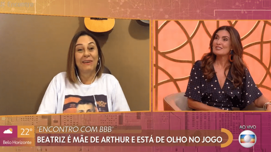 Beatriz, mãe de Arthur, do "BBB 21", compareceu ao "Encontro com Fátima Bernardes" - Reprodução/Globoplay