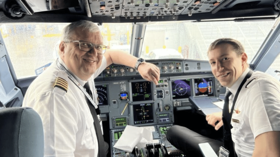 Rich e Cole Kaynor, pai e filho pilotos da Delta - Divulgação/Delta Air Lines