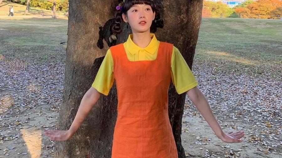 Lee Yoo-Mi vestida de boneca do "Round 6" - Reprodução/Instagram
