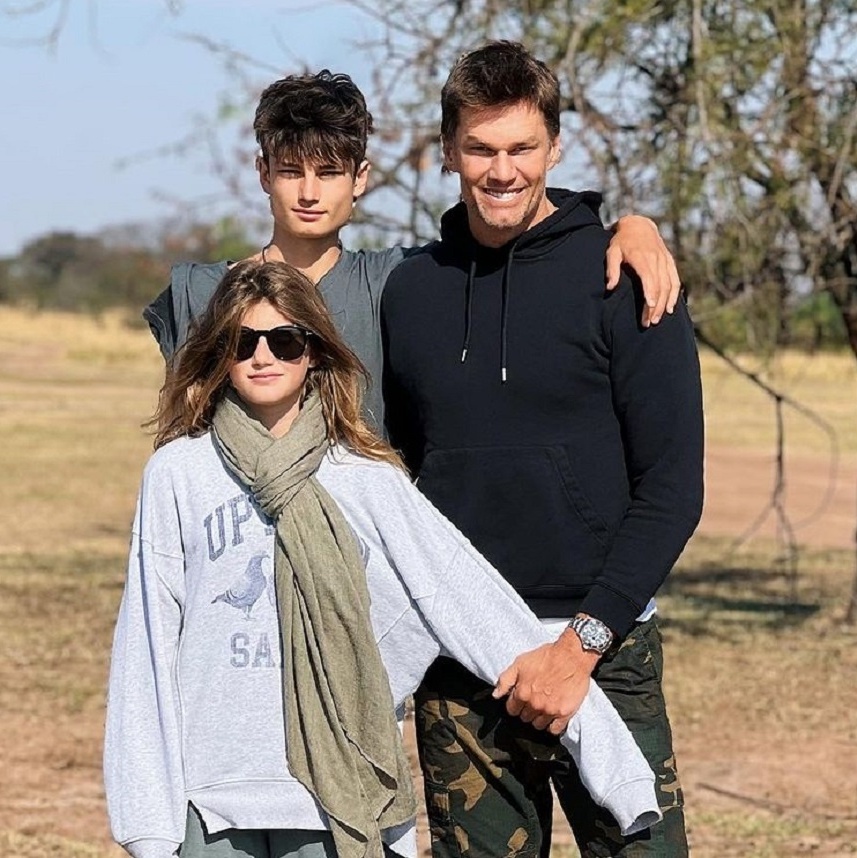 Com Gisele no Brasil, Tom Brady curte viagem com os filhos na África