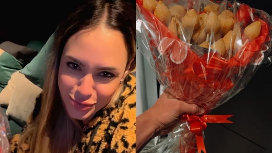 Sarah Andrade, ex-"BBB 21", se declara ao namorado Lucas Viana após ganhar buquê de coxinha - Reprodução/Instagram