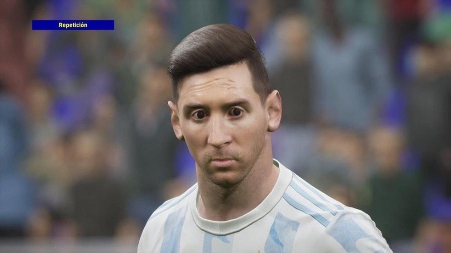 Messi distorcido em eFootball 2022 - Reprodução/Konami
