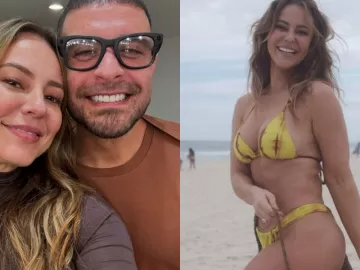 Paolla Oliveira abre álbum de fotos de biquíni e com Diogo Nogueira