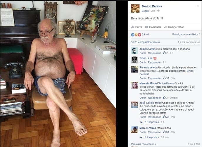 Tonico Pereira entra na brincadeira com a frase "bela, recatada e do lar" e posta foto sem camisa - Reprodução/Instagram