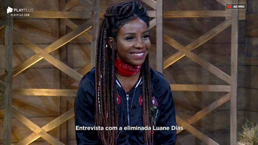 Após ser eliminada, Luane Dias é entrevistada pelo apresentador Marcos Mion - Reprodução/RecordTV