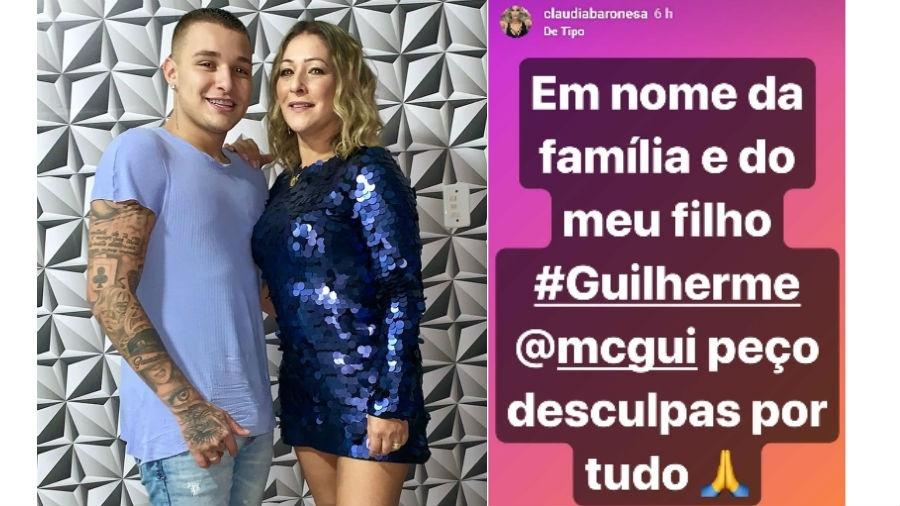 MC Gui com a mãe, Claudia Baronesa; ela pediu desculpas no Instagram - Reprodução/Instagram