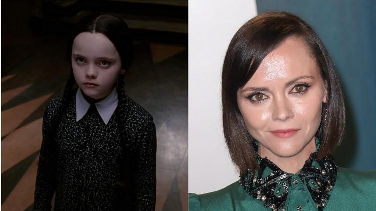 Christina Ricci em papel como Vandinha em 'A Família Addams' e atualmente - Montagem UOL/Fotos IMDb e Getty Images - Montagem UOL/Fotos IMDb e Getty Images