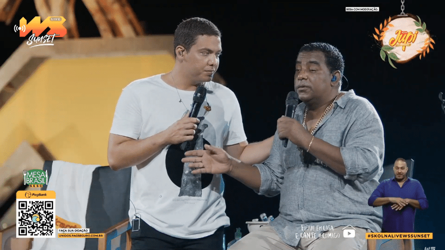 Wesley Safadão e Luiz Carlos, do Raça Negra, em live - Reprodução/YouTube