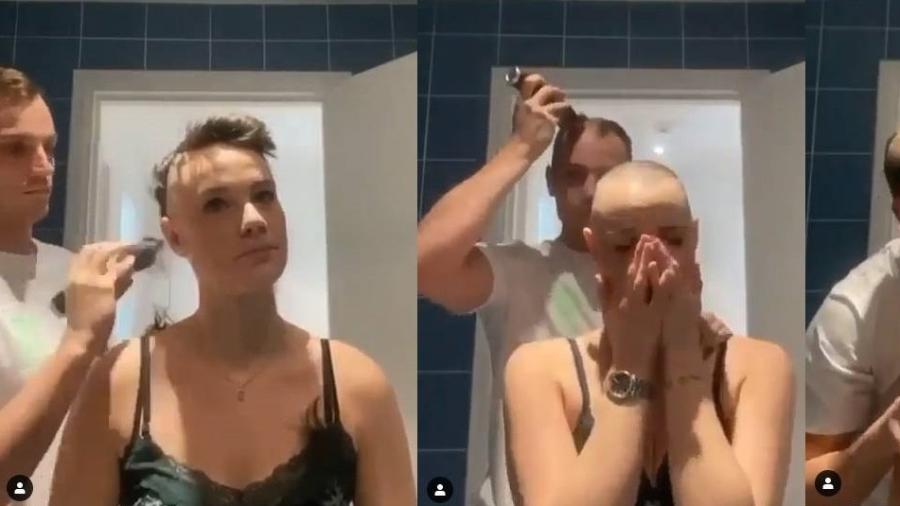 Damien surpreende a namorada Eva Barilaro ao raspar o cabelo para apoiá-la - Reprodução/Instagram