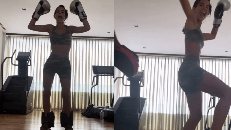 Bruna Marquezine interrompeu treino de boxe para mostrar habilidade na dança - Reprodução/Instagram/@brunamarquezine