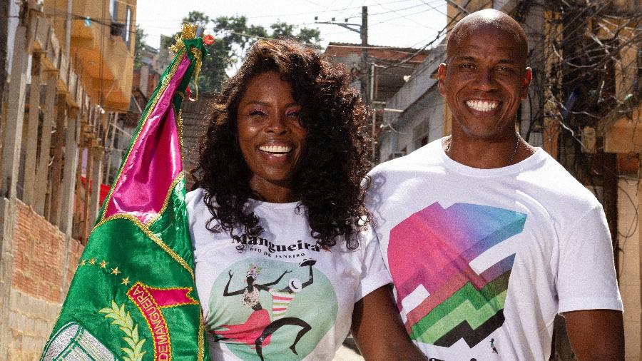 O casal de mestre-sala e porta-bandeira da Mangueria, Squel Jorgea e Matheus Oliverio, serviu de modelo para a campanha - Divulgação