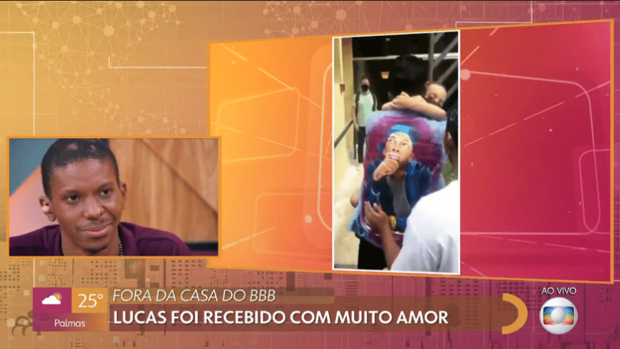 BBB 21: Lucas se emocionou ao rever recepção da família na volta a São Paulo - Reprodução/GShow