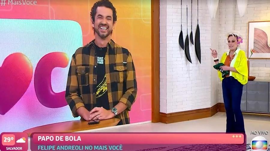 Felipe Andreoli brincou com prato que Ana Maria Braga vai servir para Projota - Reprodução/TV Globo